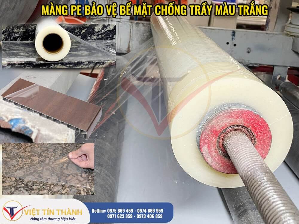 màng pe bảo vệ bề mặt sản phẩm trắng trong